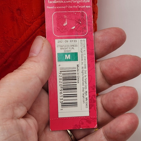 NWT Xhilaration Orange Eyelet with Floral Skirt Sleeveless Dress Women's M - Picture 5 of 7